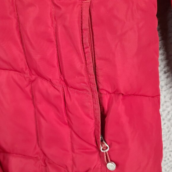 Eddie Bauer Parka Womens Small Down Puffer Hooded Faux Fur Jacket Red EB 650 - Picture 4 of 9